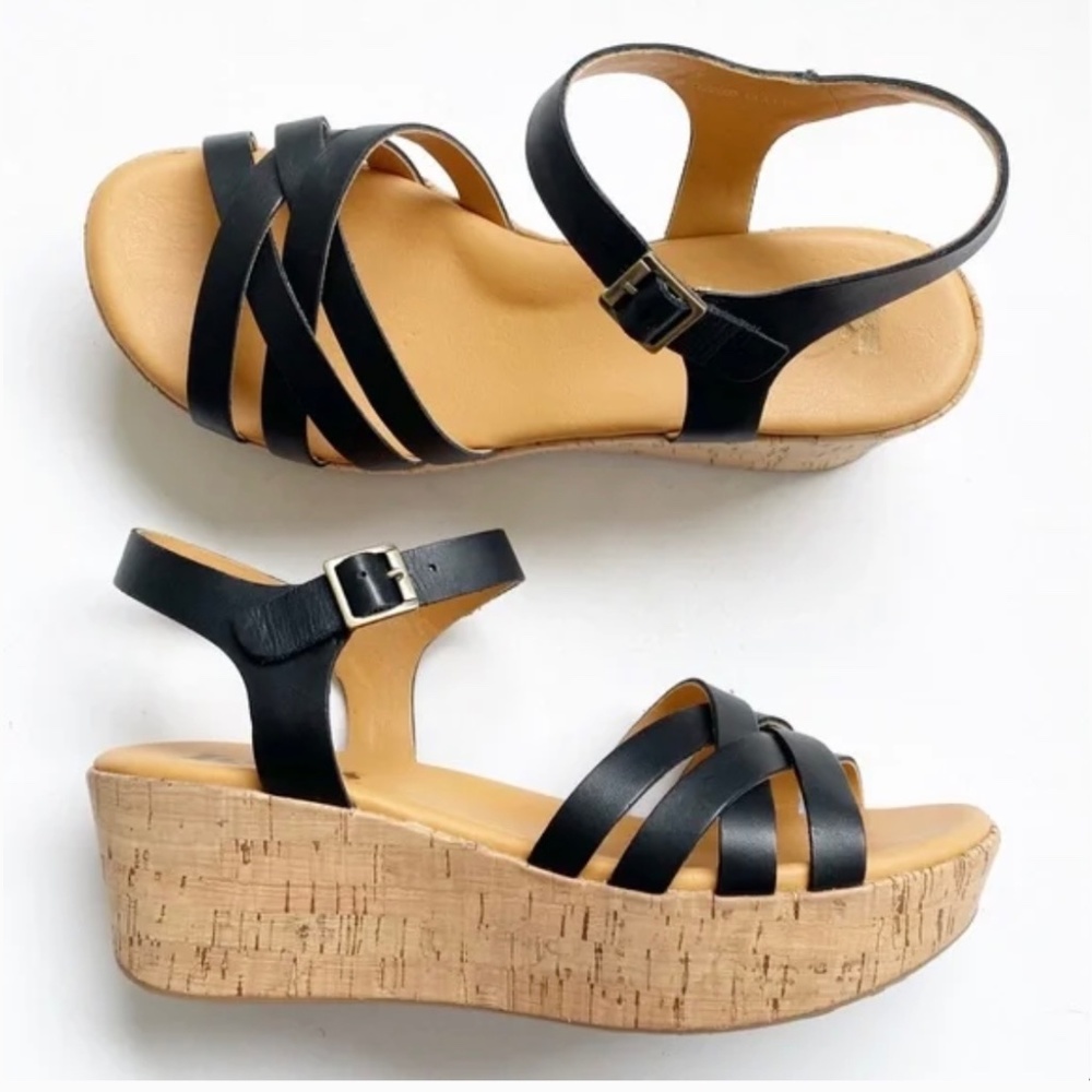 Korks Kork Ease Platform Strappy Wedge Sandals Black